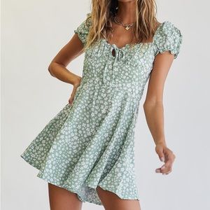 Princess Polly Finley Romper Green Floral Jumper Mini Dress